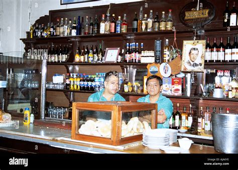 Barmen Working Behind Bar Cordano Bar And Restaurant Lima Peru Stock