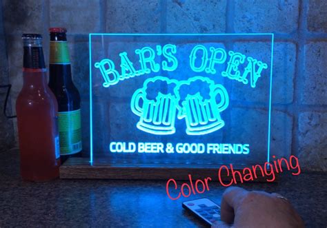 Multi Neon Color Chasing Led Bars Open Sign Bar Sign Mancave Etsy Bar Signs Custom Bar