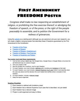 First Amendment Five Freedoms Project by Beehive Educational Resources