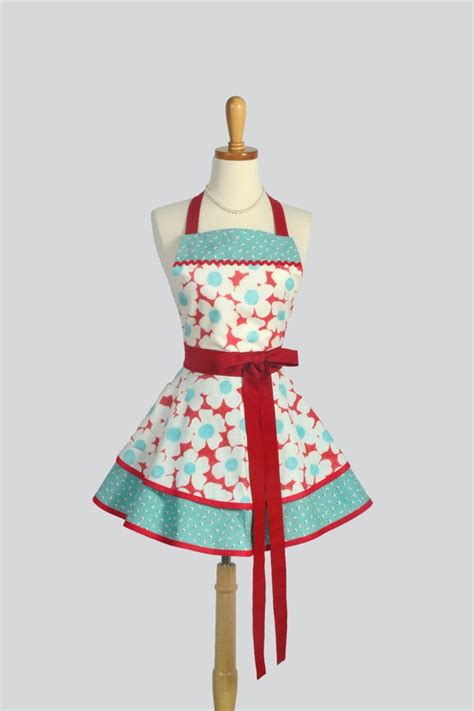 Apron Ruffled Retro Apron Cute Sassy Womens Retro Apron In