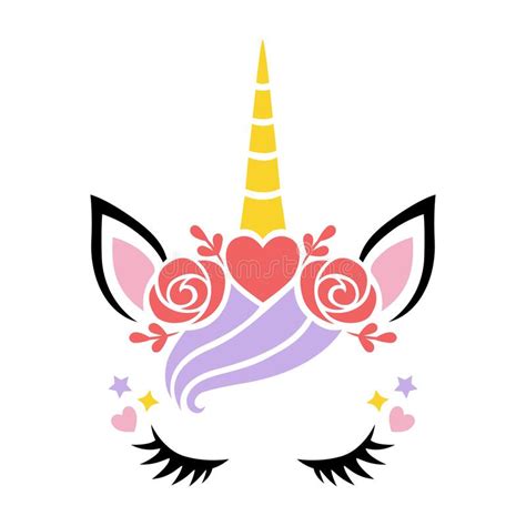 Cute Cat Unicorn Face Vector For Valentines Day Illustrations Isolated