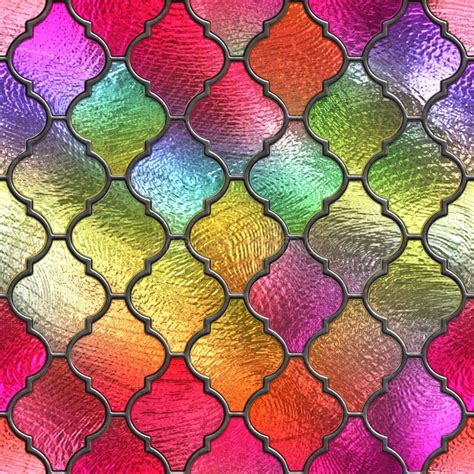 Stained Glass Seamless Texture With Geometric Pattern For Window