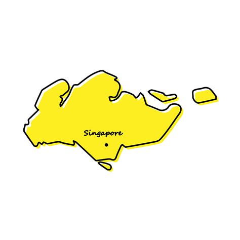 Simple outline map of Singapore with capital location 21847658 Vector ...