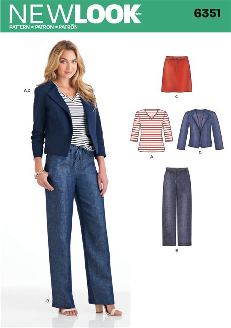 New Look Pattern 6351 Misses Jacket Pants Skirt And Knit Top Knitwit