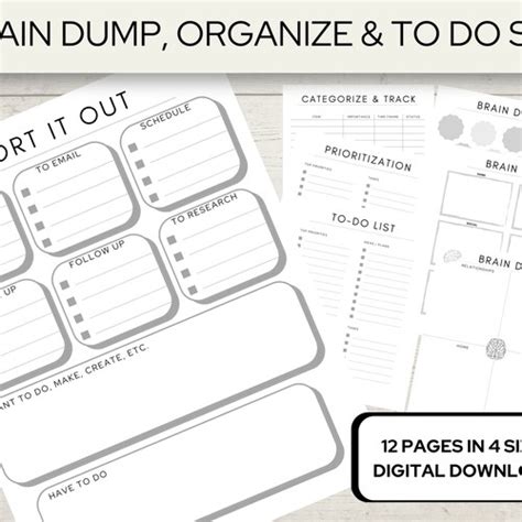 Brain Dump Printable Bundle To Do List Adhd Planner Daily Etsy