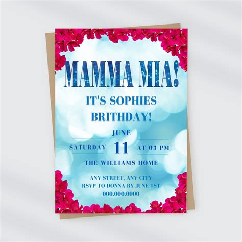 Mamma Mia Invitation Mamma Mia Birthday Invite Mamma Mia Etsy Artofit