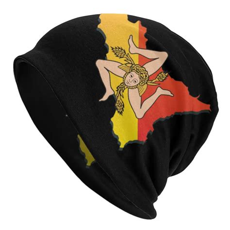 Hip Hop Winter Warm Women Men Knit Hats Adult Sicily Sicilia Flag Map