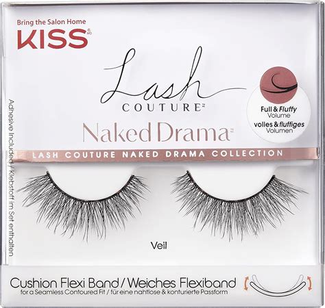 Kiss Lash Couture Naked Drama Collection 1 Pair Of False Lashes Veil Full And Fluffy Faux