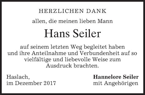 Traueranzeigen Von Hans Seiler Trauer Merkur De