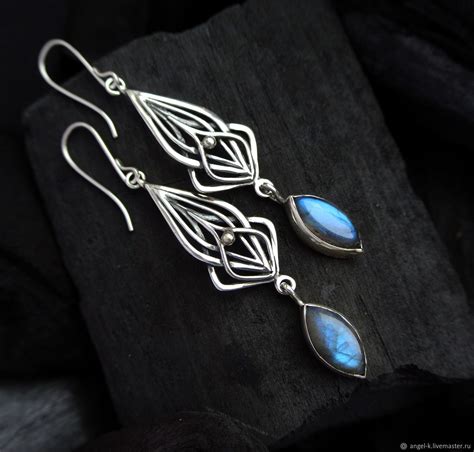 Cерьги с лабрадоритом в серебре "Cleo" в интернет-магазине Ярмарка ...