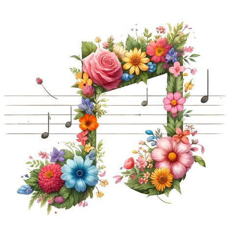 Music Notes Flowers Clipart 12 High Quality Jpgs Floral Music Note