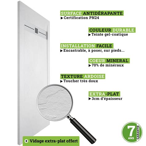 Receveur De Douche Poalgi Extraplat Blanc Polaire L X L Cm