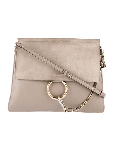 Chloé Leather Faye Shoulder Bag Neutrals Shoulder Bags Handbags