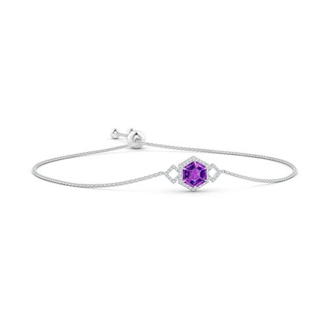 Hexagonal Step Cut Amethyst Bolo Bracelet Angara