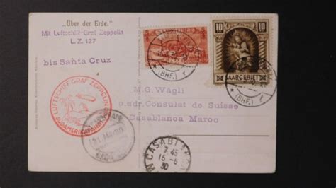 1930 Saar Germany LZ 127 Graf Zeppelin Flight PPC Postcard Cover To