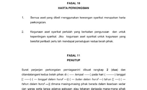 Contoh Perjanjian Perkongsian Perniagaan Contoh Surat Perjanjian Perkongsian Perniagaan