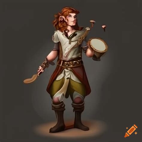 Male Wood Elf Bard With Brown Hair And Drums