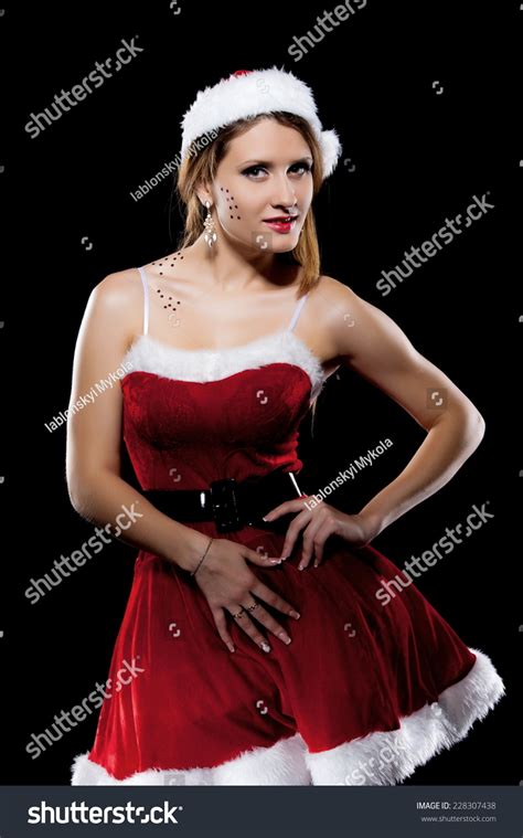 Beautiful Sexy Brunette Girl Christmas Suit Stock Photo Shutterstock