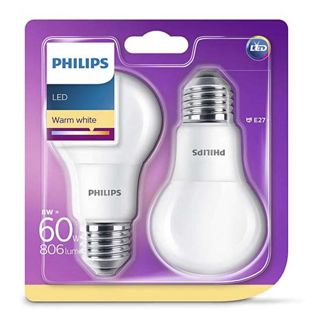 SET 2x LED Leuchtmittel Philips E27 8W 230V 2700K Beleuchtung