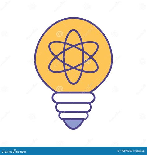 Light Bulb With Atom Line And Fill Style Icon Vector Design Stock