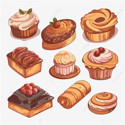 Pastry Clipart Fresh Pastry And Desserts In Cartoon Vector, Cartoon Clipart, Pastry, Clipart PNG ...