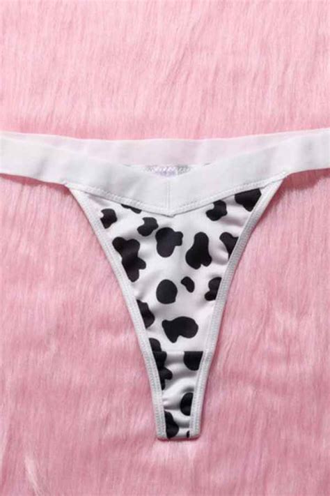 Sexy Cow Print Valentines Four Piece Lingerie Set Wow Garments