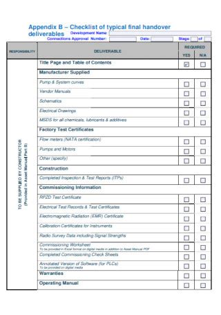 FREE 31 Handover Checklist Samples PDF Word