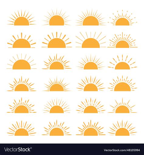 Sunset silhouette collection artwork Royalty Free Vector