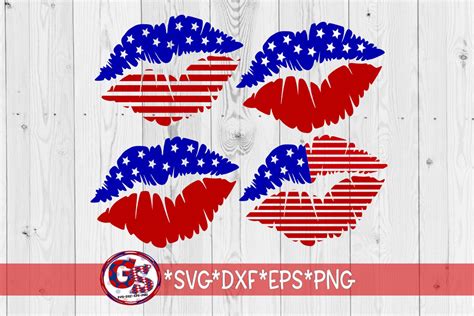 July 4th Lips Svg American Flag Lips Set Of 4 Svg Dxf Eps Etsy