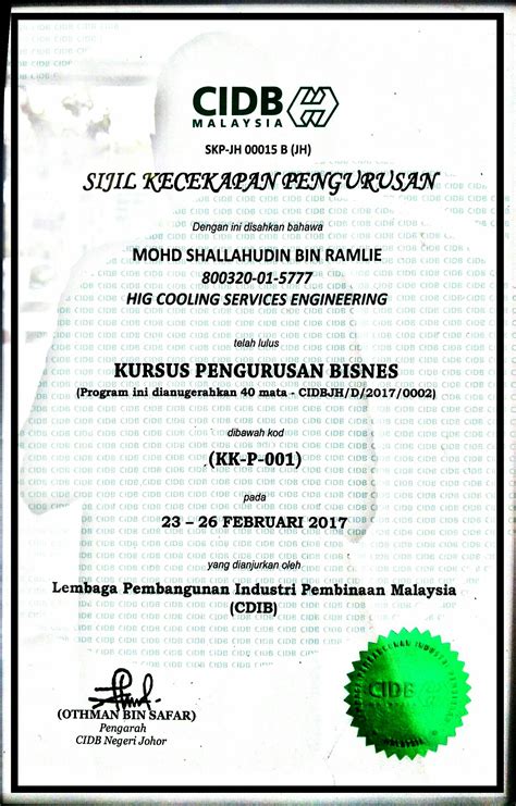 Sijil Sijil Syarikat Higcoolingservicesengineering