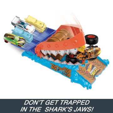 Hot Wheels Monster Trucks Arena Smashers Treasure Chomp Challenge Playset Mattel