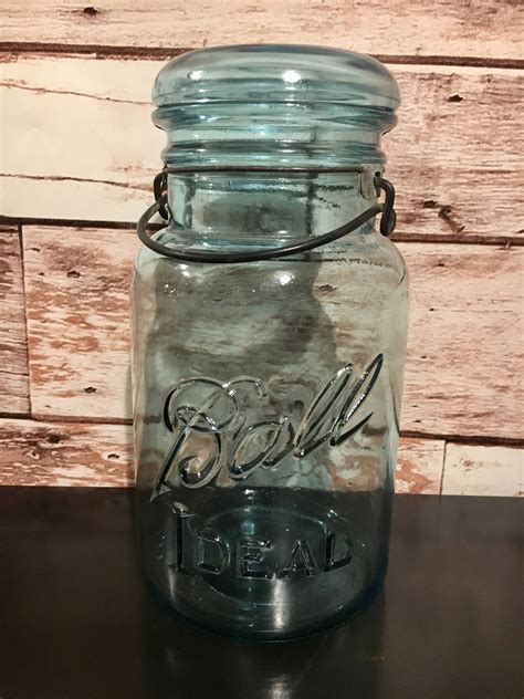 Vintage Blue Quart Ball Ideal Jar Lid Included Wire Bail Clasp