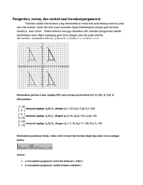 30 Contoh Soal Geometri Translasi Frankie Parsons