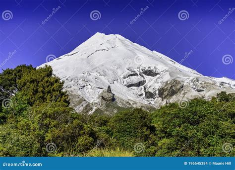 Mount Egmont Under Blue Sky Stock Photo - Image of mountain, official ...