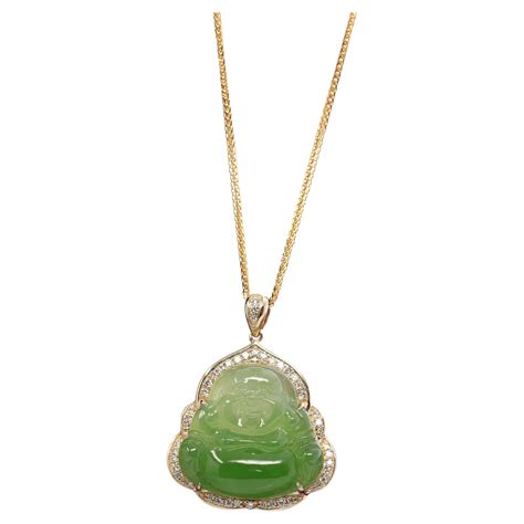 14K Gold Genuine Green Apple Green Jade Love Pendant Necklace with VS1