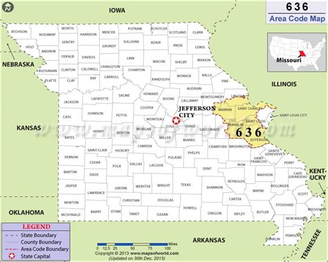 636 Area Code Map, Where is 636 Area Code in Missouri