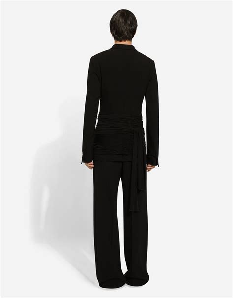 Stretch Wool Straight Leg Pants In Black For Men Dolceandgabbana® Us