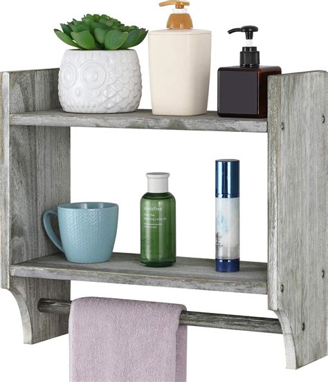 Amazon Mygift Wall Mounted Whitewashed Wood Bathroom Shelf