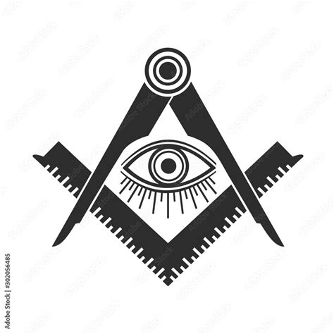 Masonic Freemasonry Emblem Icon Logo Vector Illuminati All Seeing Eye