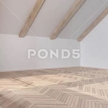 Empty Room Interior Design Open Space With Parquet Floor Bleached