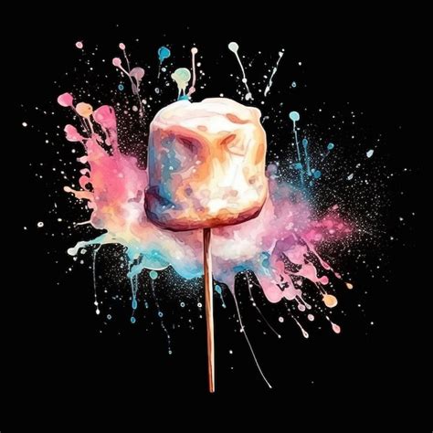 Premium Photo Sweet Marshmallows Candy Square Watercolor Illustration