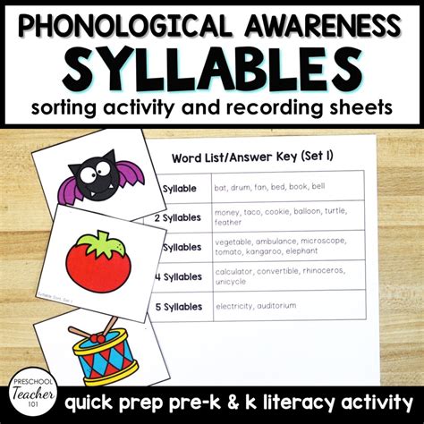 Syllable Sort - Preschool Teacher 101