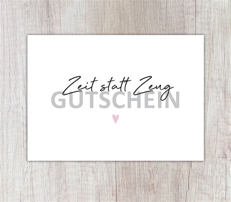 Karte Zeit Statt Zeug Gutschein A6 Etsy De