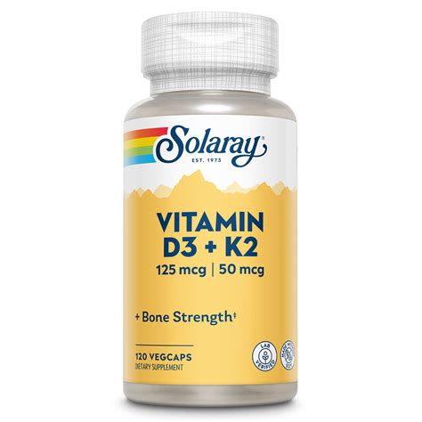 Solaray Vitamin D3 + K2 | D & K Vitamins for Calcium Absorption and ...