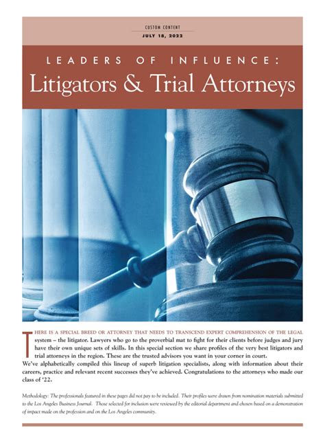 Leaders Of Influence Litigators Trial Attorneys 2022 Los Angeles