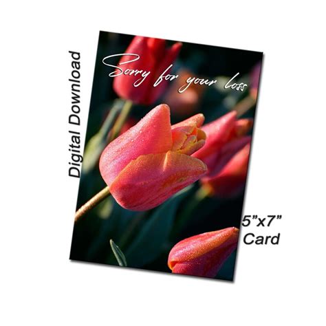 Printable Flower Photo Sympathy Card Digital Download Pdf Print Your Own Floral Sympathy Card