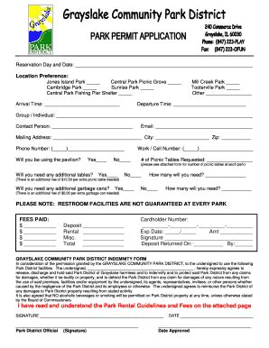 Fillable Online Park Permit Application Fax Email Print PdfFiller