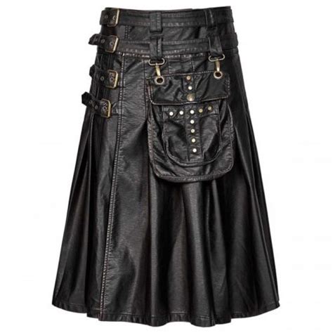 Handmade New Stylish Mens Gothic Fashion Kilt Black Steampunk