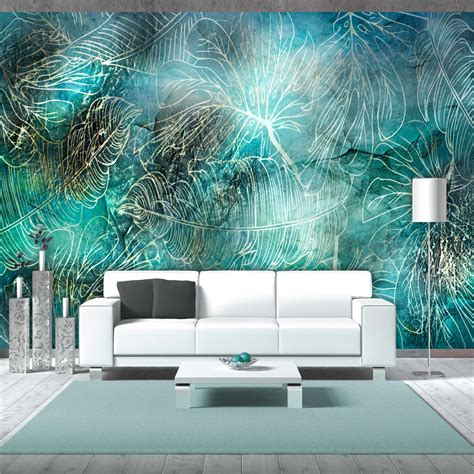 Compre Papel De Parede Auto Adesivo Turquoise Vegetation KunstLoft