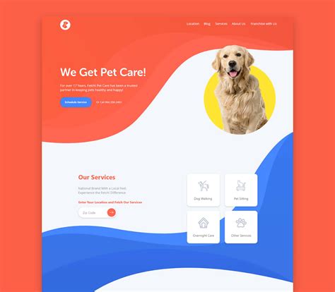 Free Pet Care Landing Page Template (XD)
